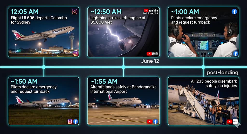 SriLankan A330 Lightning Strike
